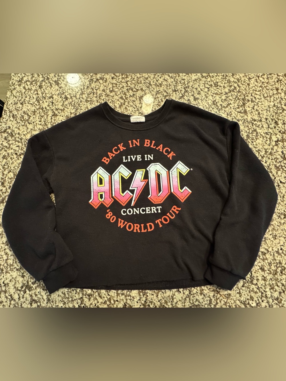 AC/DC Black and White Logo Tee with Bold Band Print
